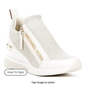 Michael Kors Beige High-Top Sneakers with Gold Detail!
